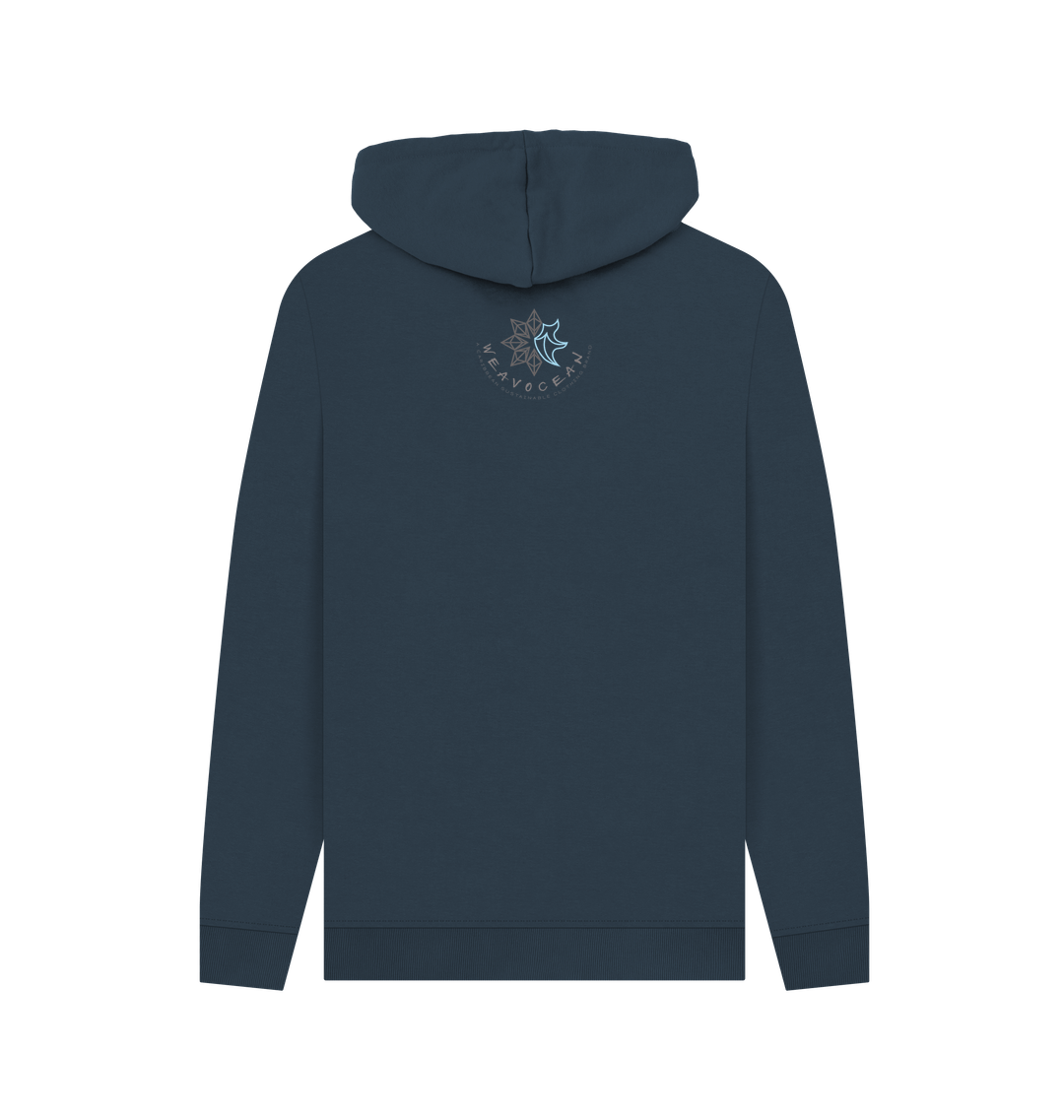 Navy Printed Hoody Back
