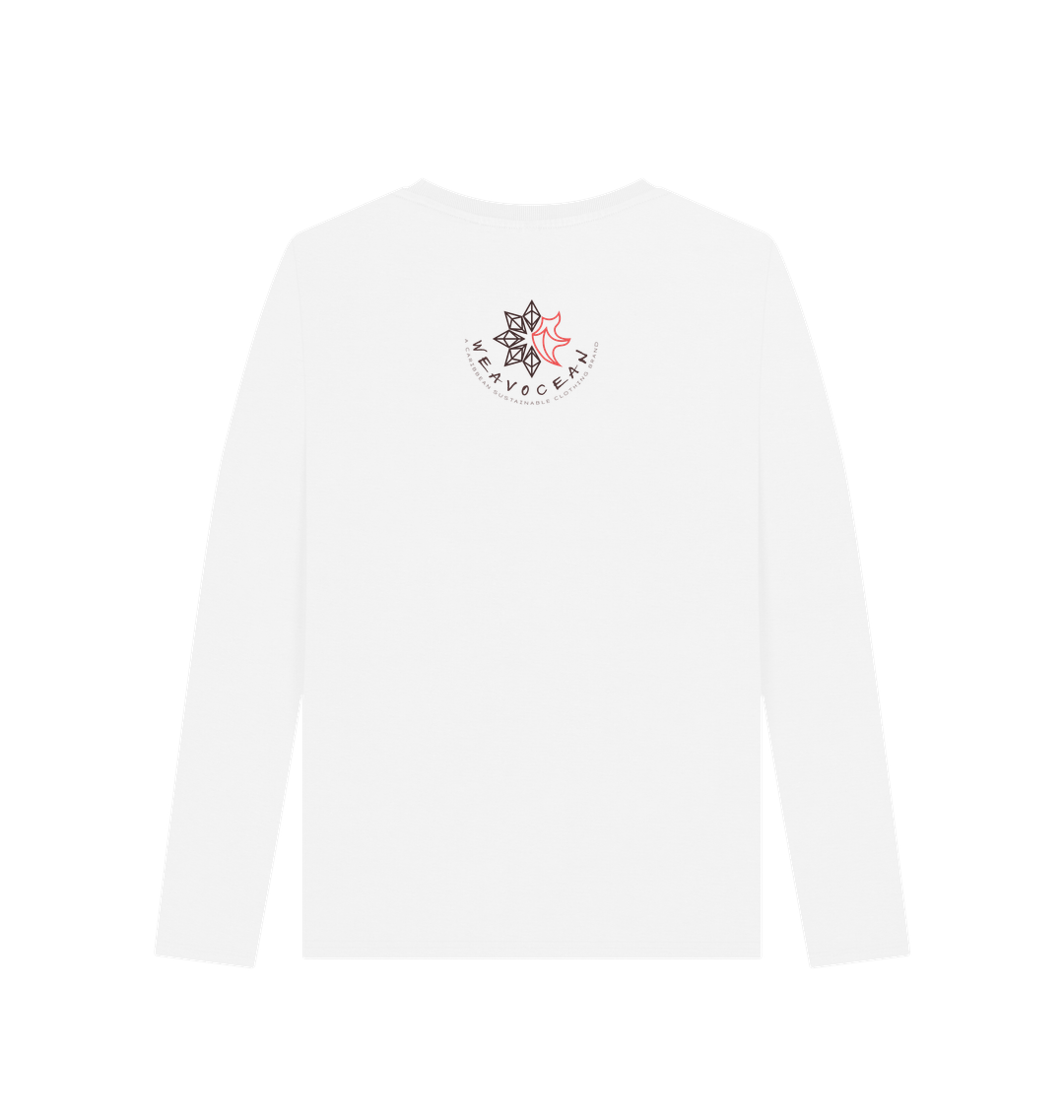 White Printed Long Sleeve T Shirt Back