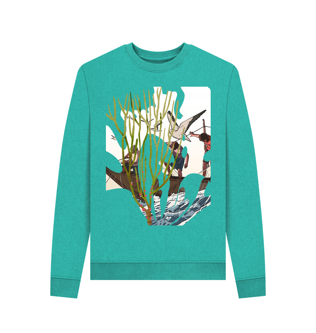 Seagrass Green Recycled Printed Sweater Front