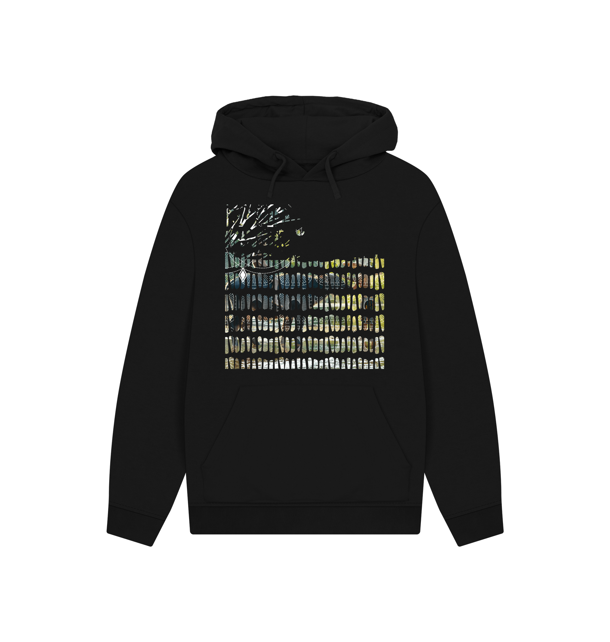 Black Printed Hoody Front