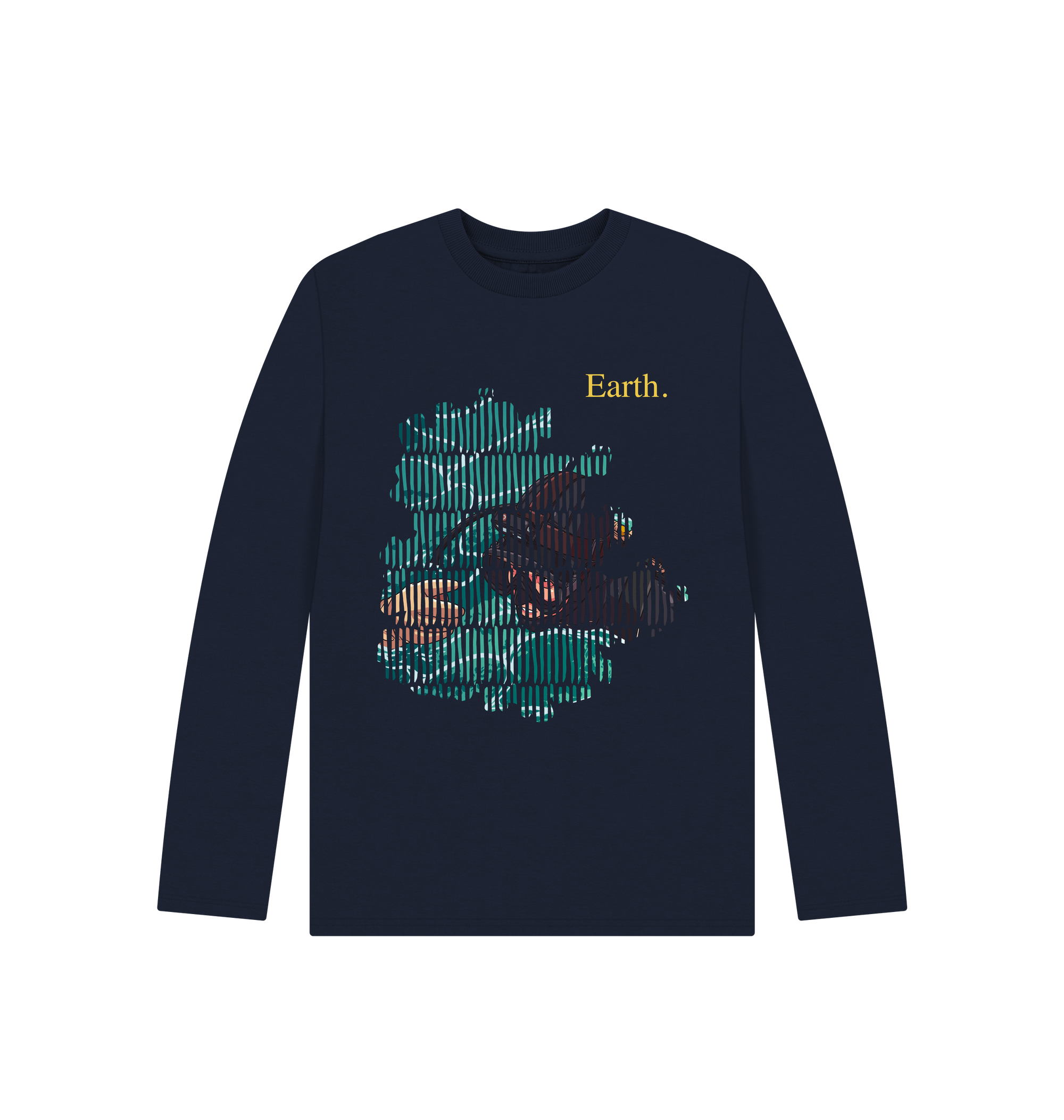 Navy Blue Printed Kids T-Shirt Front