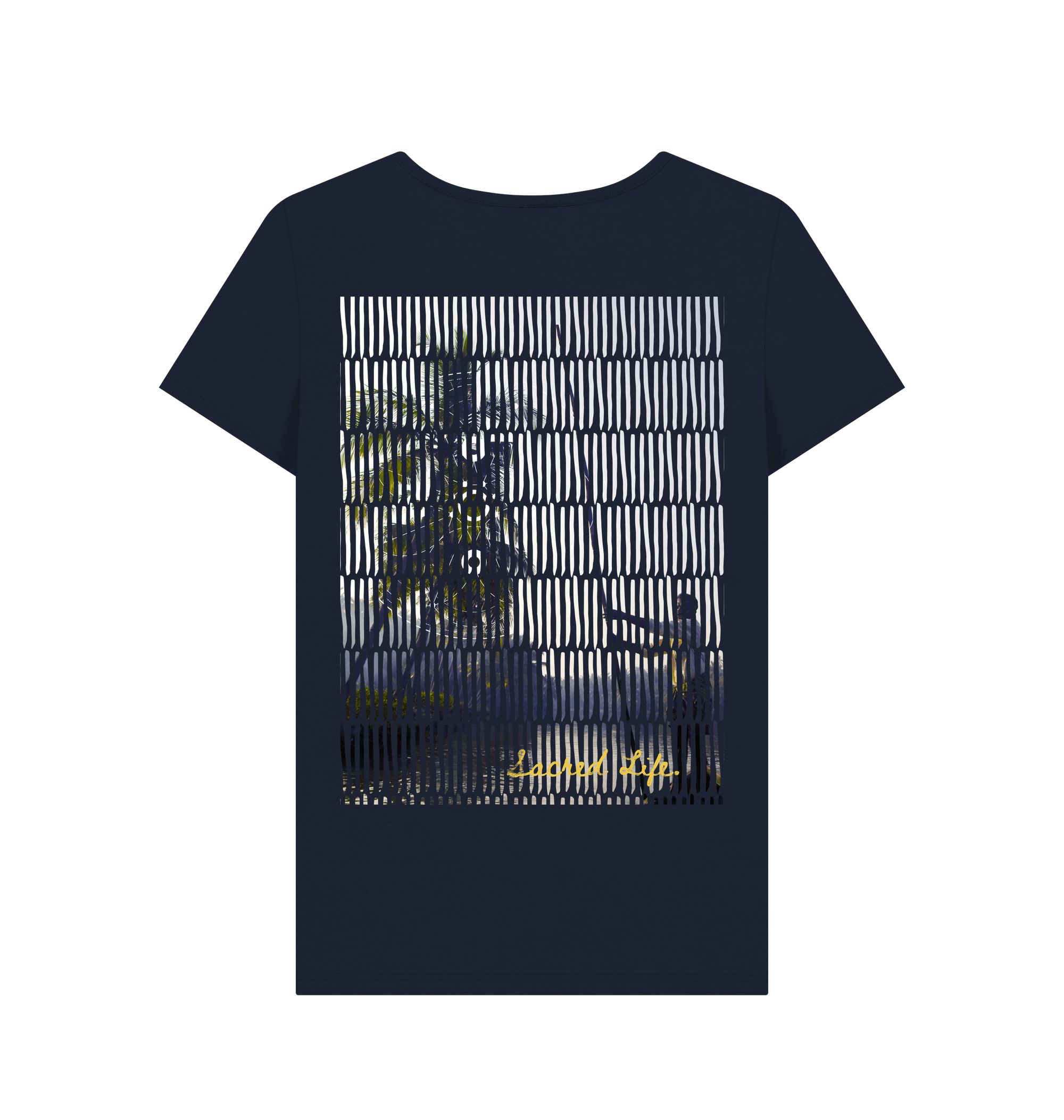 Navy Blue Printed T-shirt Back