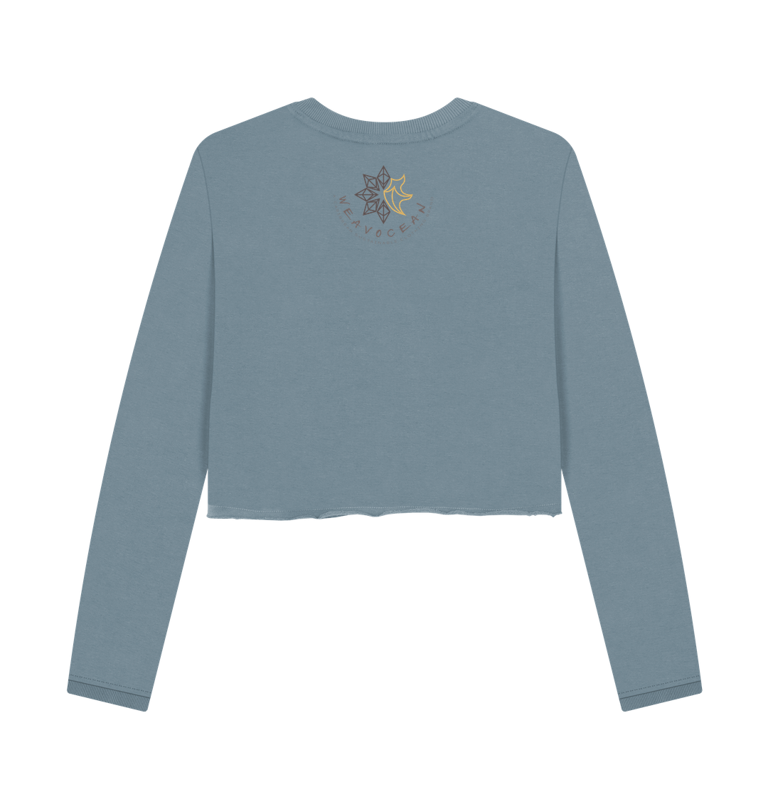 Stone Blue Printed Boxy Jumpers Back