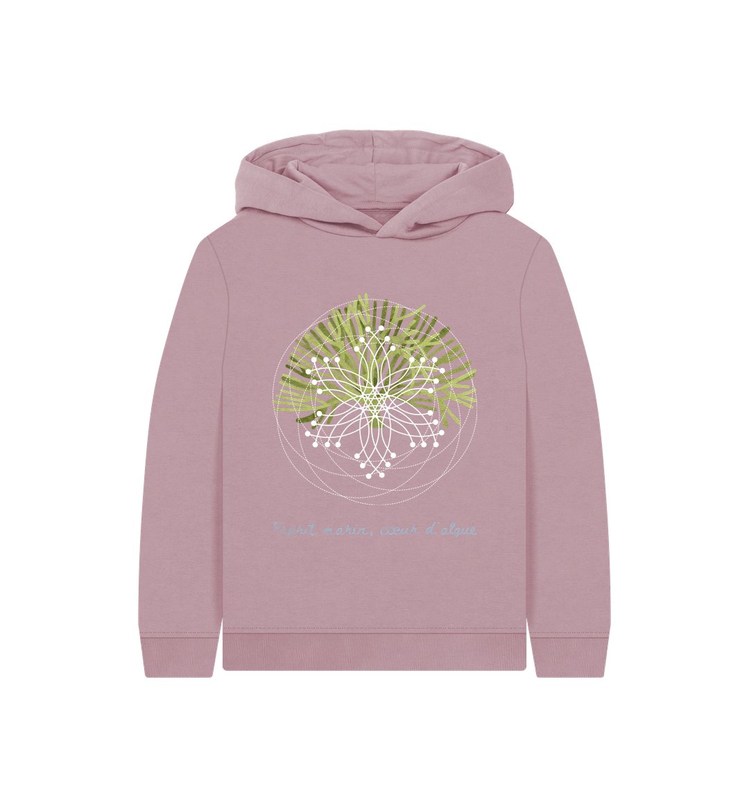 Mauve Printed Kids Hoodie Front