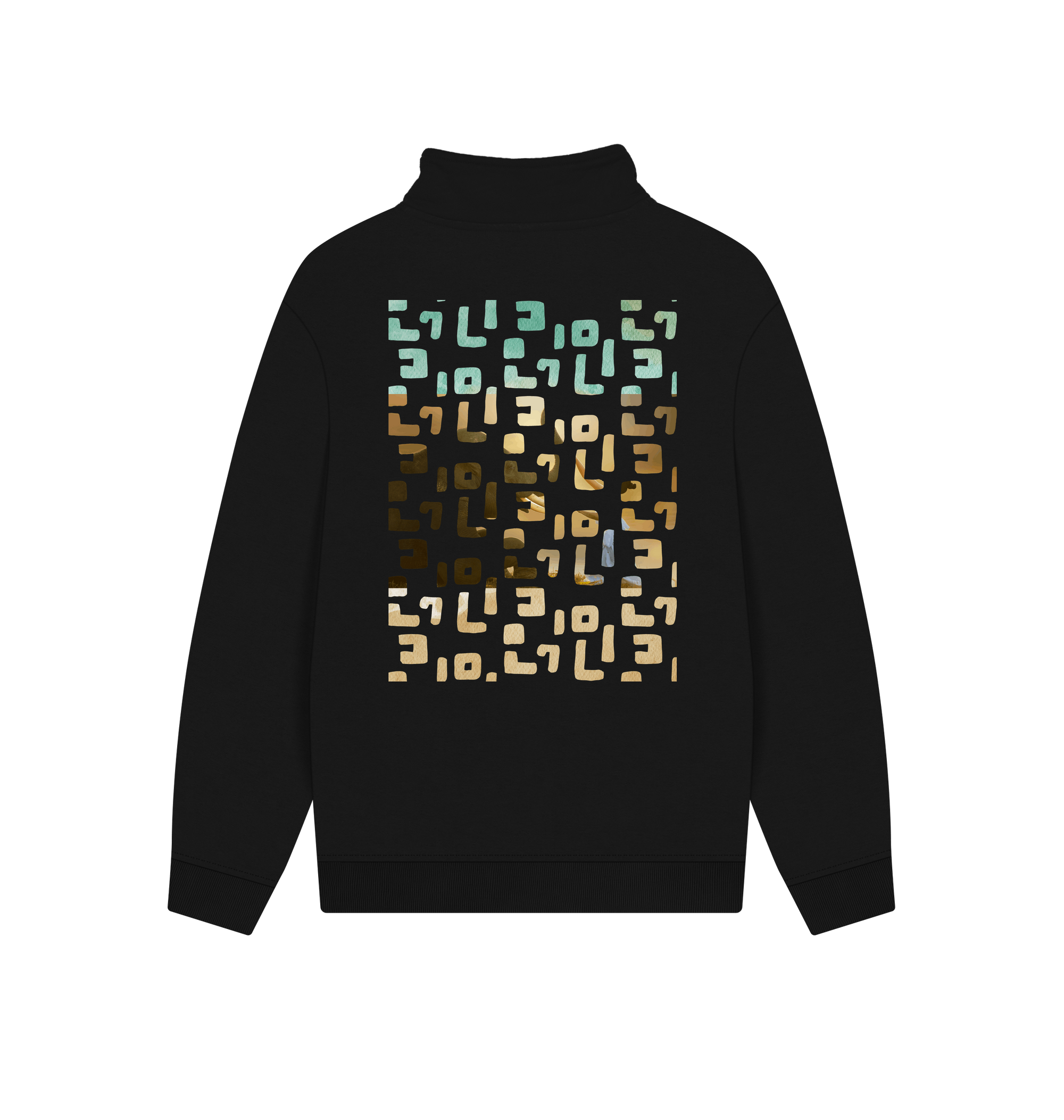 Black Printed Sweater Back