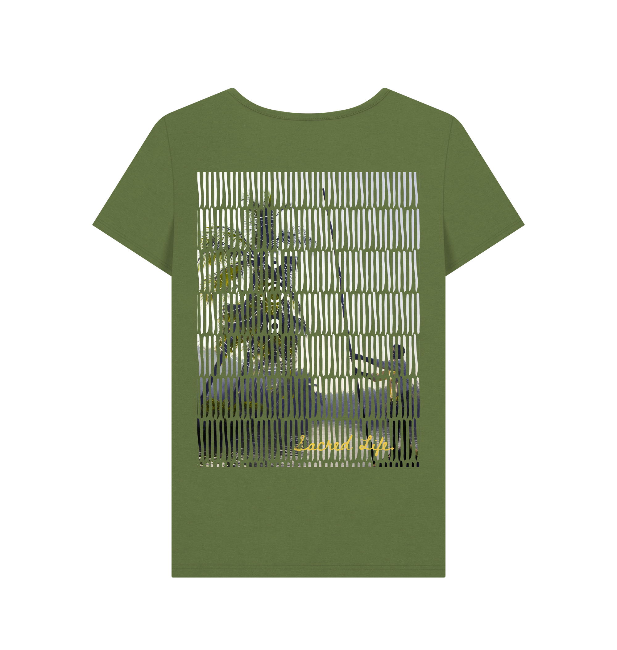 Khaki Printed T-shirt Back