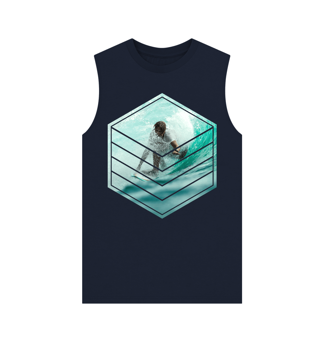 Navy Blue SURFING WAVE SLEEVELESS T