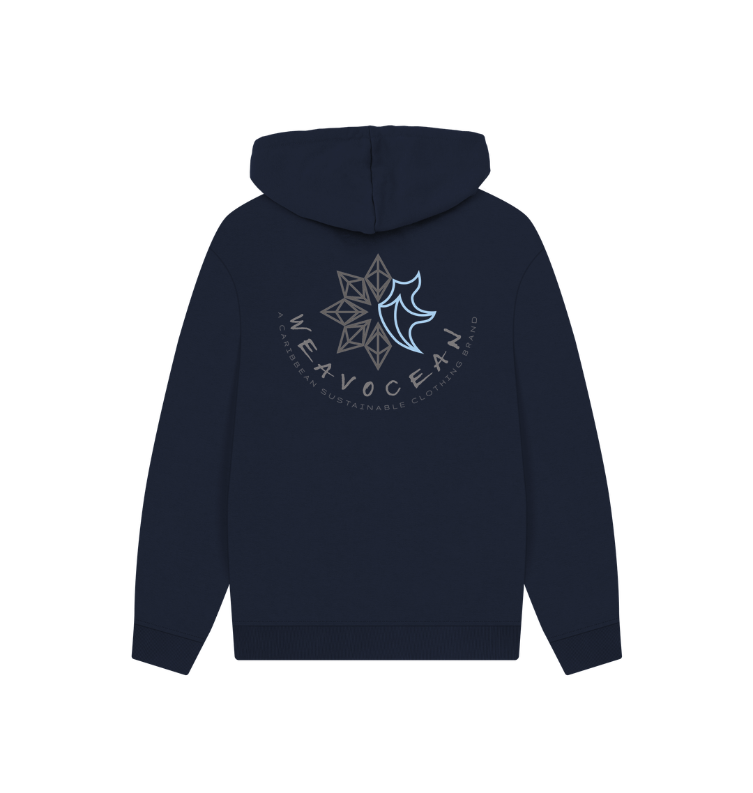 Navy Printed Hoody Back