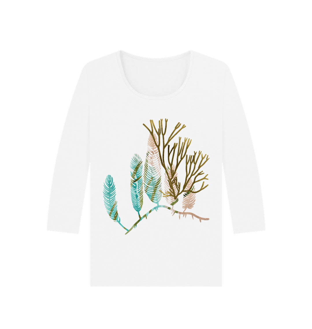 White Printed Long Sleeve T Shirt Front