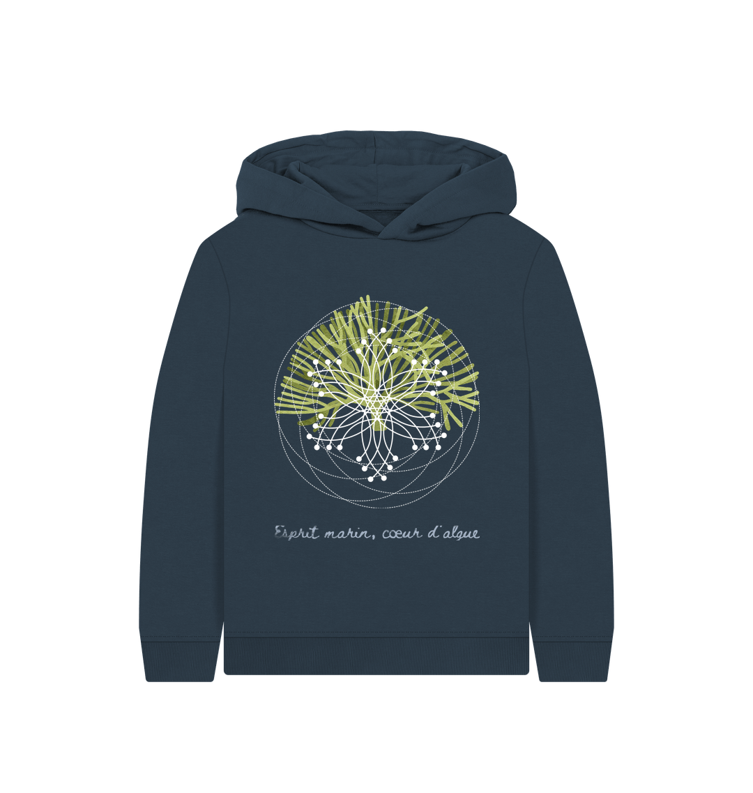 Navy Blue Printed Kids Hoodie Front