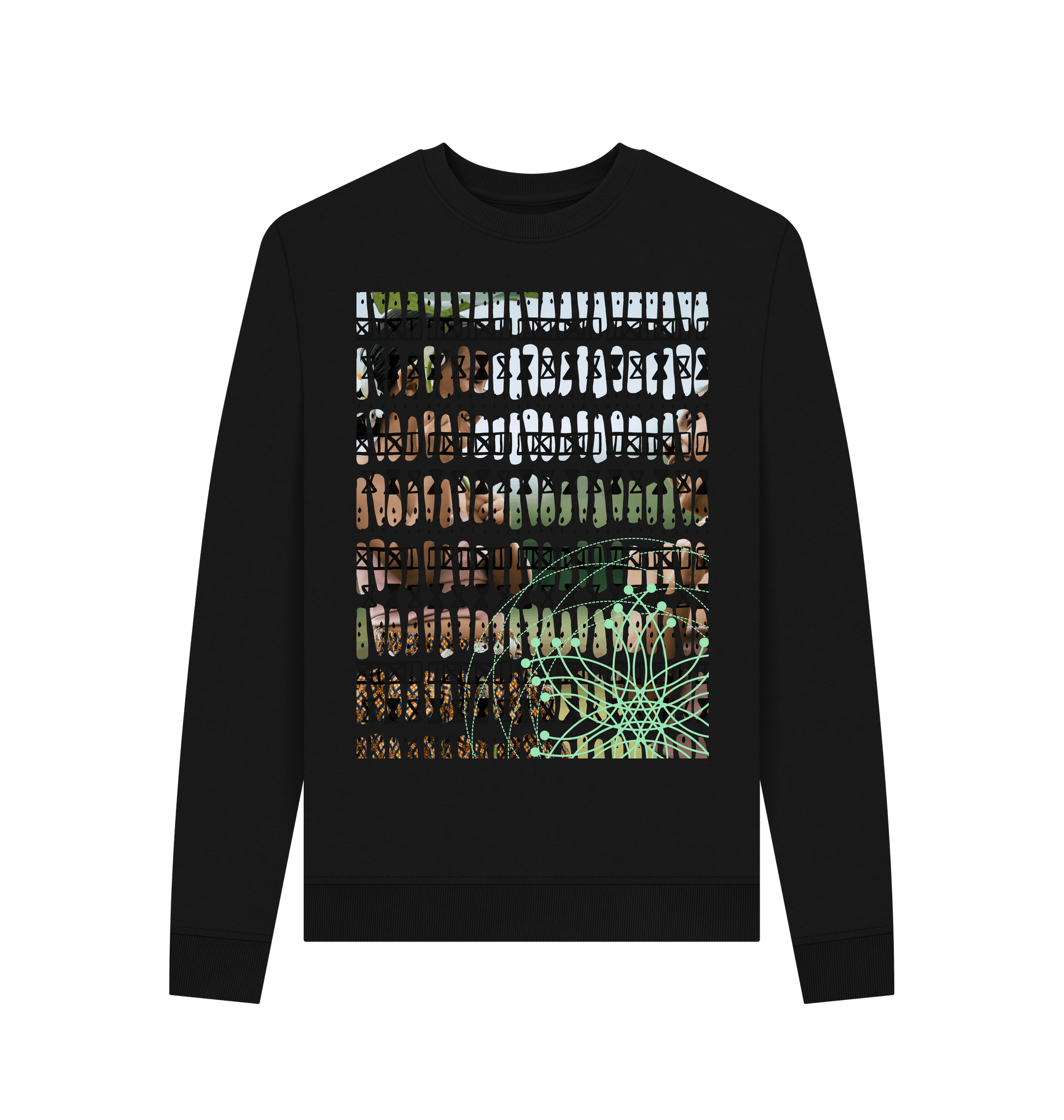 Black Recycled Printed Sweater Front