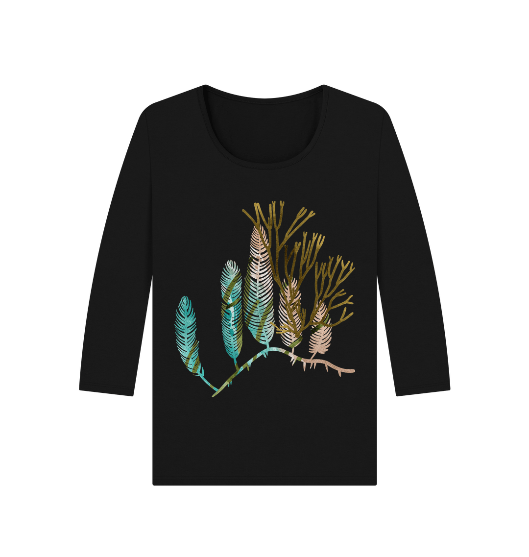 Black Printed Long Sleeve T Shirt Front