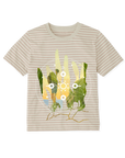 Taupe Stripes Printed T-shirt Front