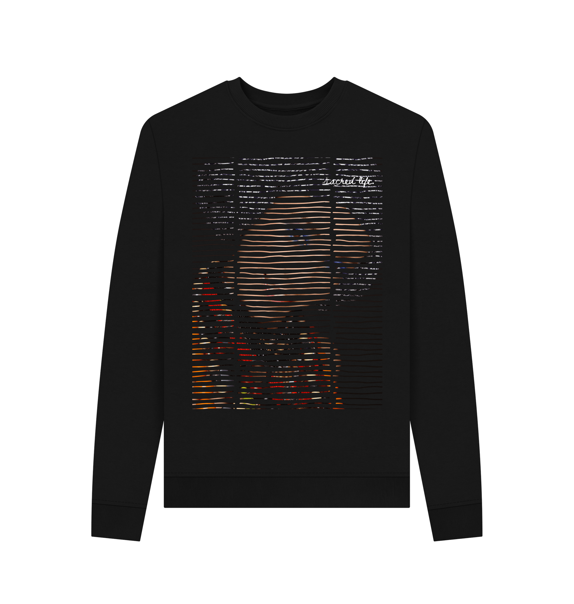 Black Recycled Printed Sweater Front