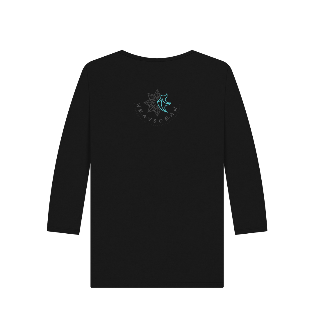 Black Printed Long Sleeve T Shirt Back