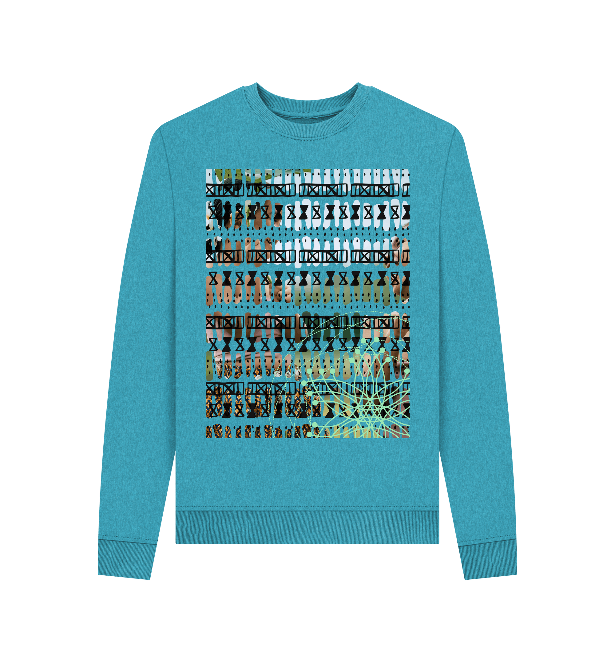 Ocean Blue Recycled Printed Sweater Front