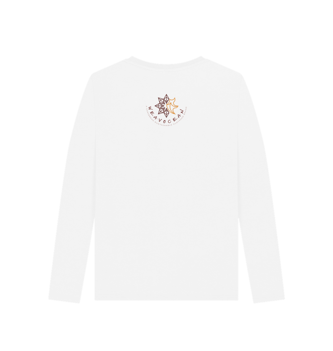 White Printed Long Sleeve T Shirt Back