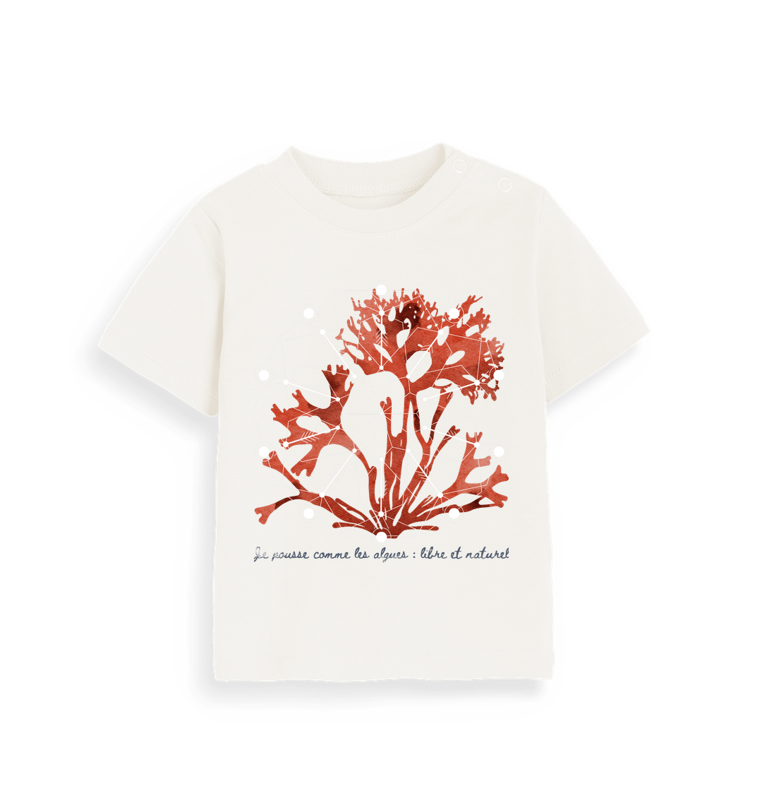 Organic Natural Printed Kids T-Shirt Front