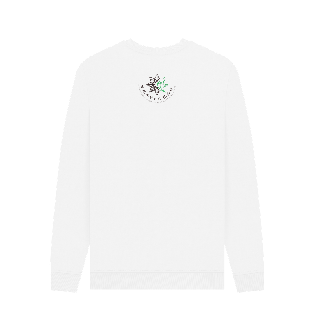 White Printed Sweater Back