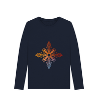 Navy Blue Printed Long Sleeve T Shirt