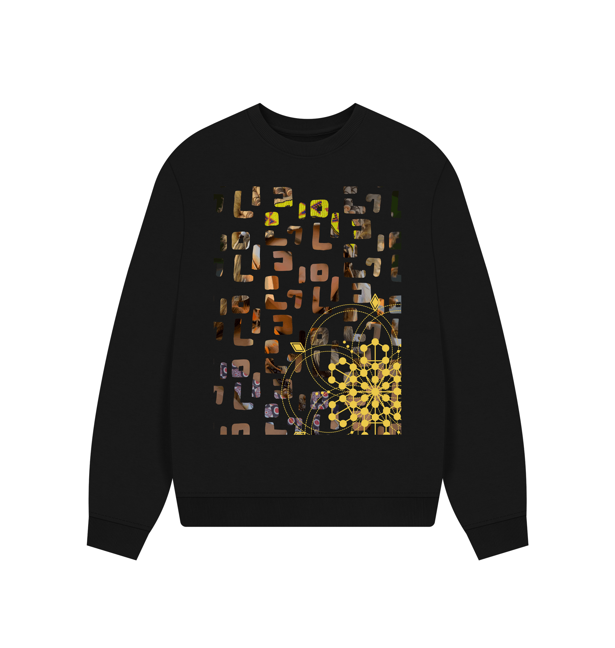 Black Printed Sweater Front