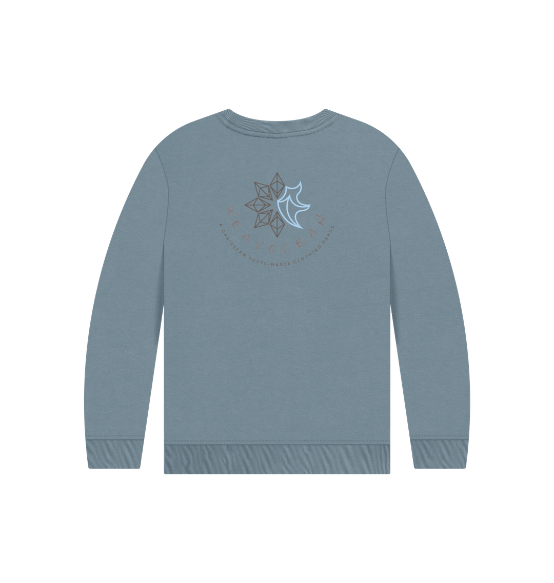 Stone Blue Printed Kids Jumper Back