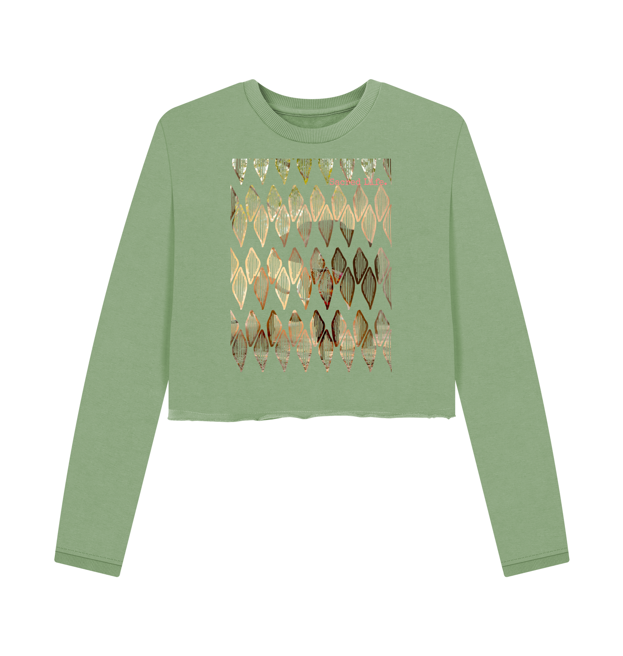 Sage Printed Boxy Jumpers Front