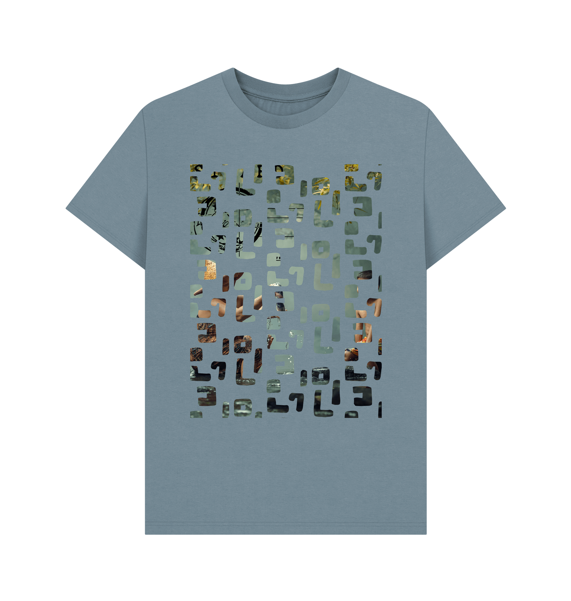 Stone Blue Printed T-shirt Front