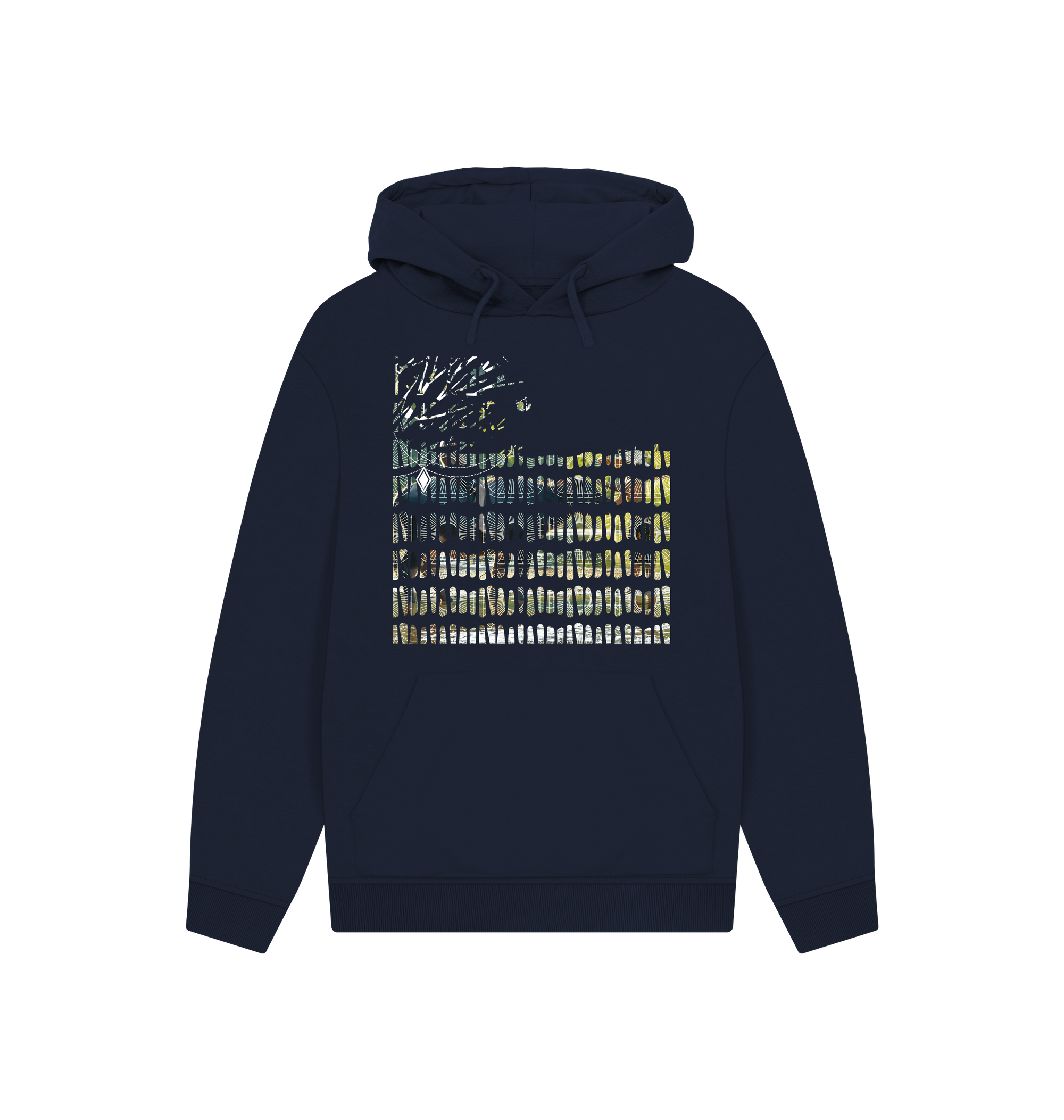 Navy Printed Hoody Front