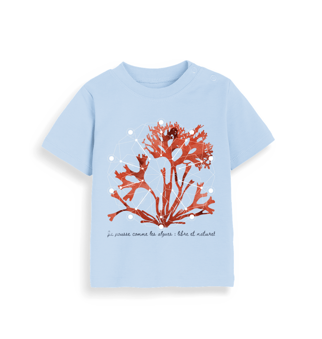 Dusty Blue Printed Kids T-Shirt Front