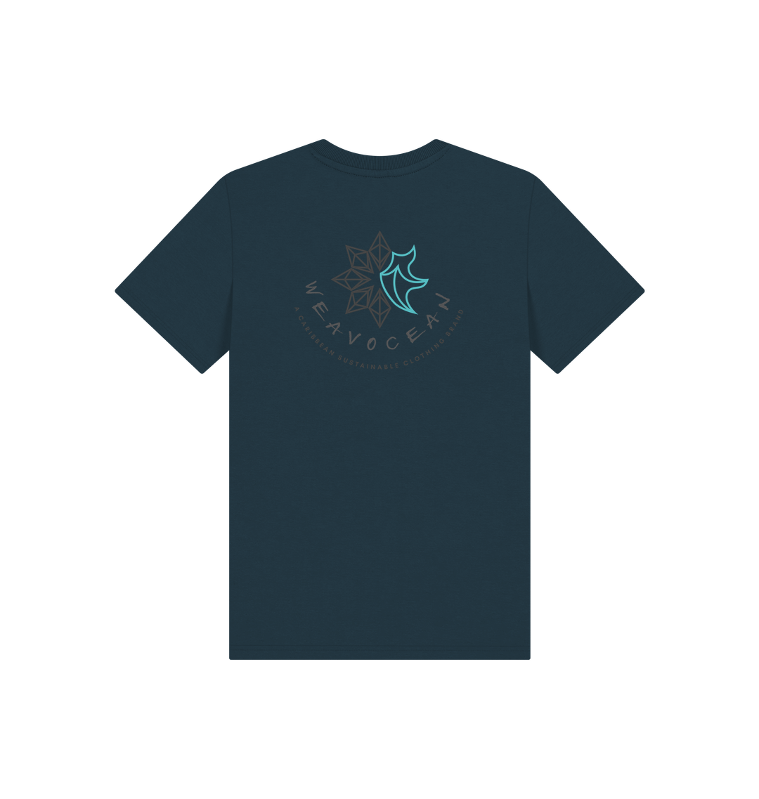 Denim Blue Printed Kids T-Shirt Back