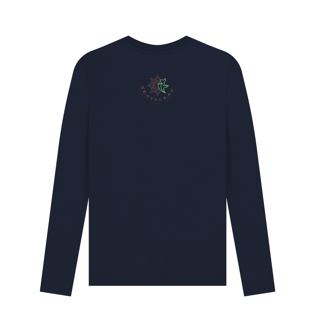 Navy Blue Printed Long Sleeve T Shirt Back