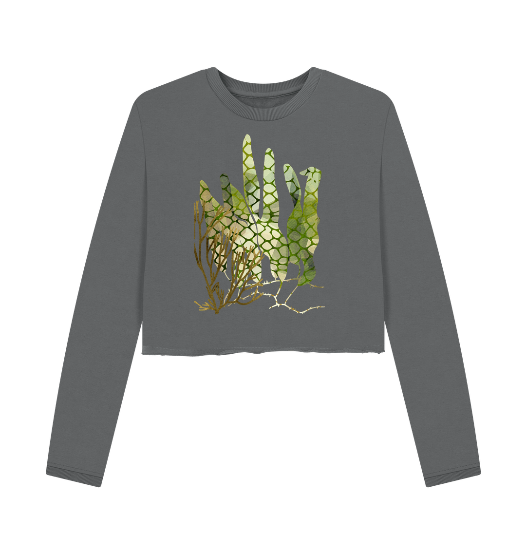 Slate Grey Printed Boxy Jumpers Front