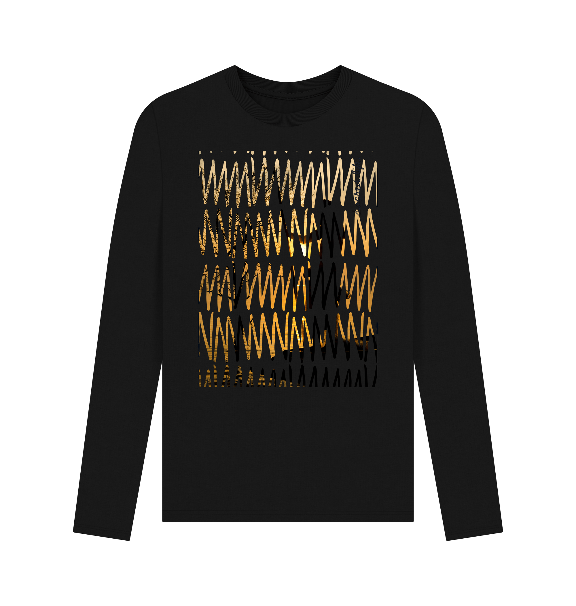 Black Printed Long Sleeve T Shirt Front
