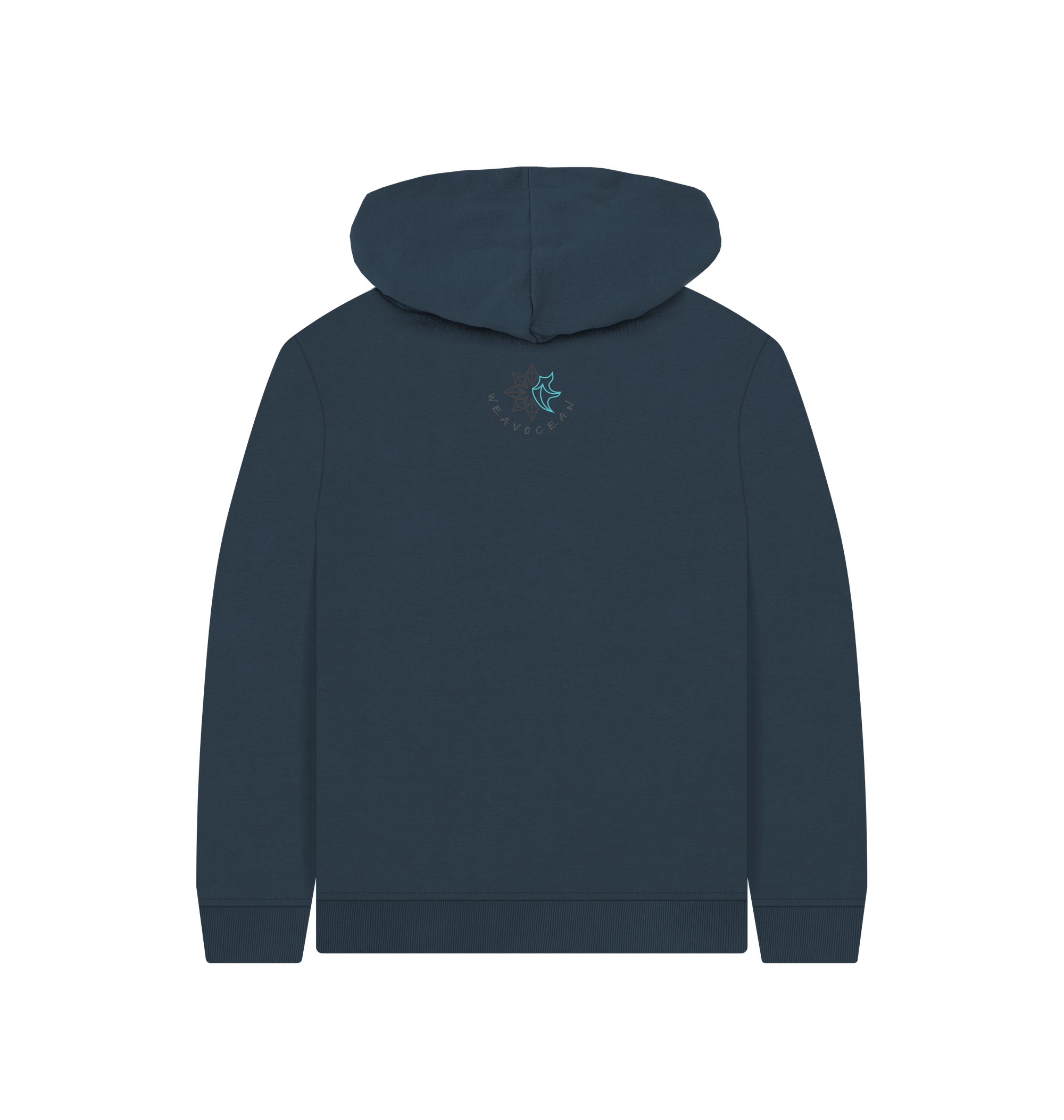 Navy Blue Printed Kids Hoodie Back