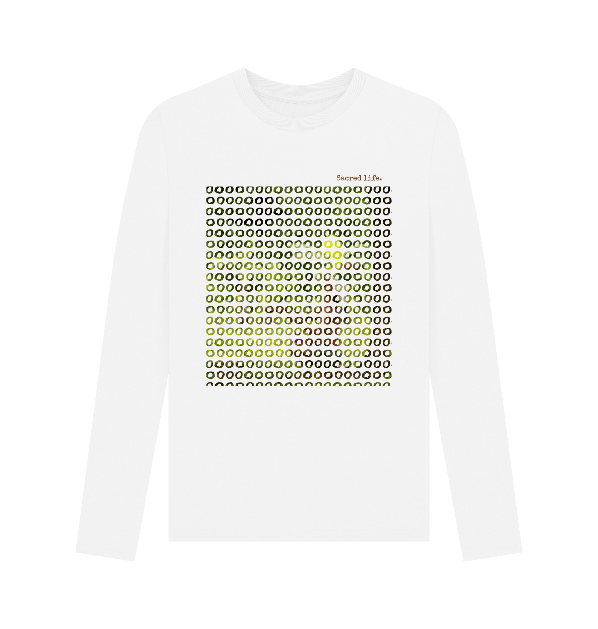 White Printed Long Sleeve T Shirt Front