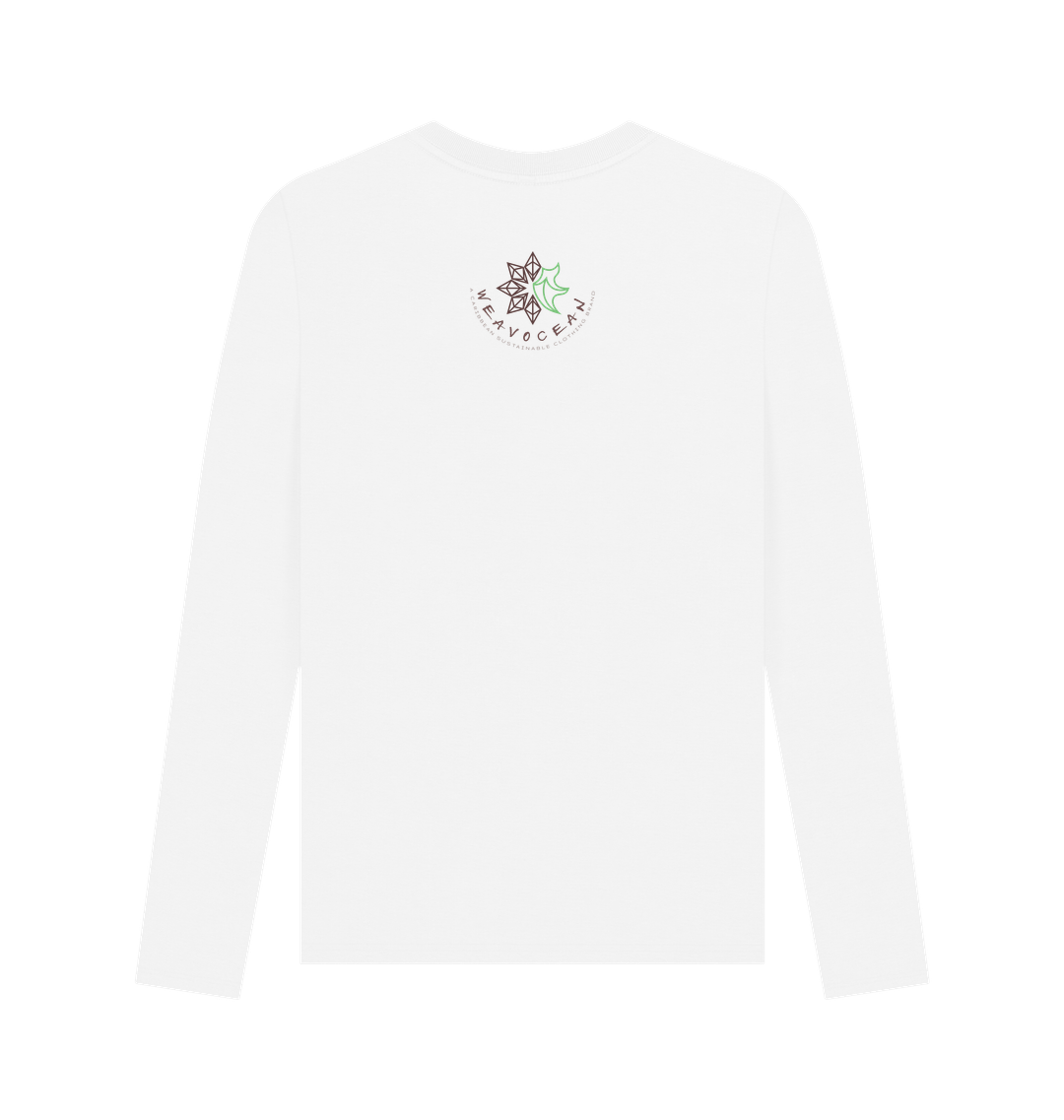 White Printed Long Sleeve T Shirt Back