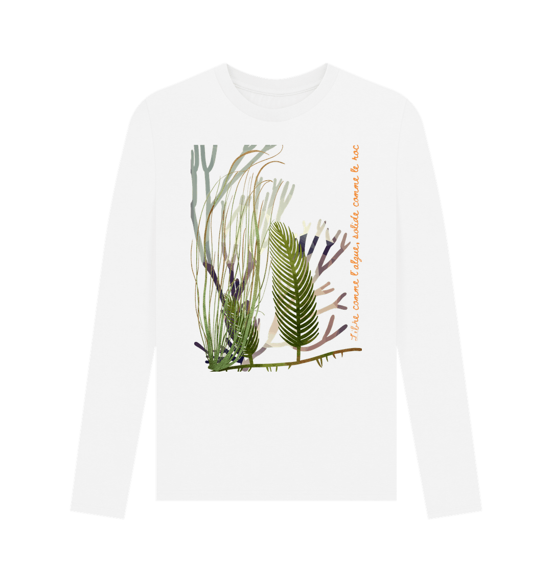 White Printed Long Sleeve T Shirt Front