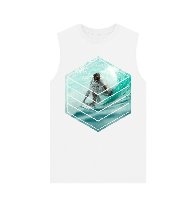 White SURFING WAVE SLEEVELESS T