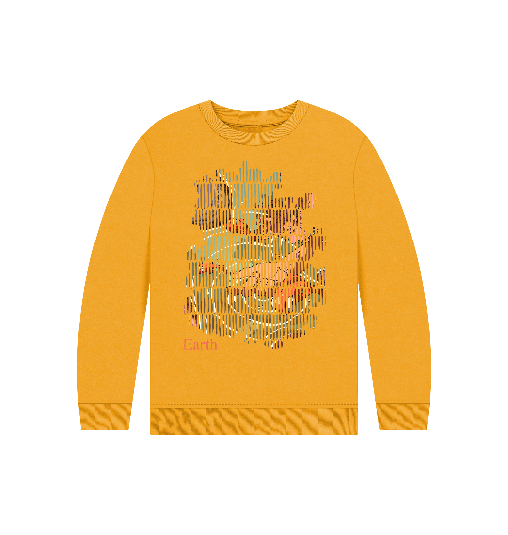 Mustard Printed Kids Jumper Front