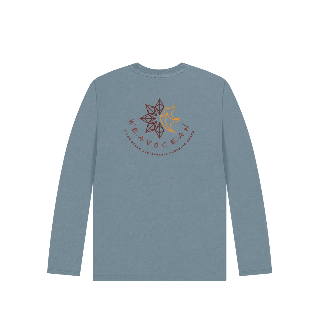 Stone Blue Printed Kids T-Shirt Back