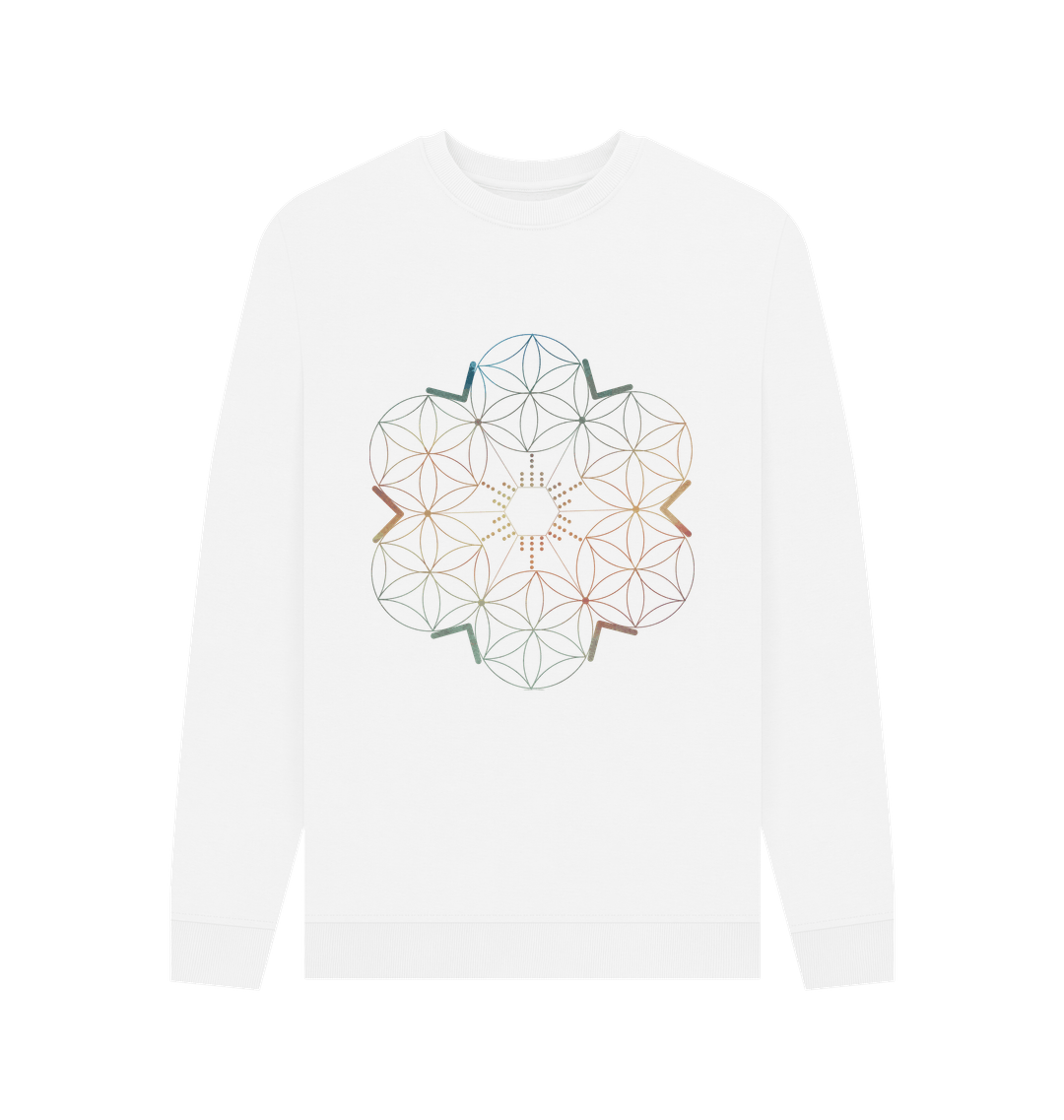 White Printed Sweater Front