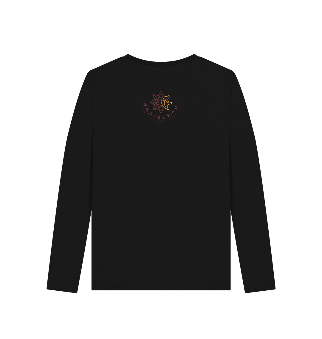 Black Printed Long Sleeve T Shirt Back