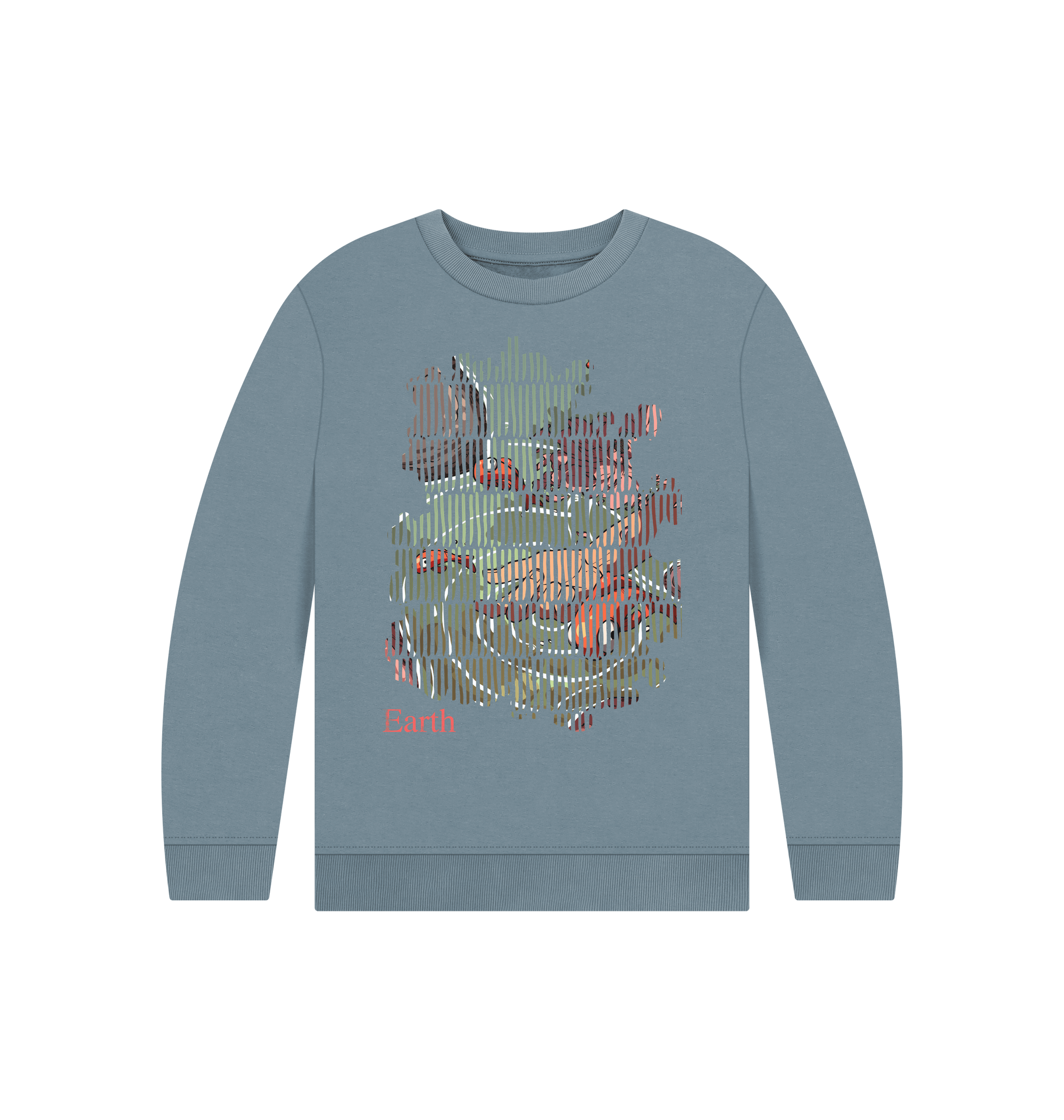 Stone Blue Printed Kids Jumper Front