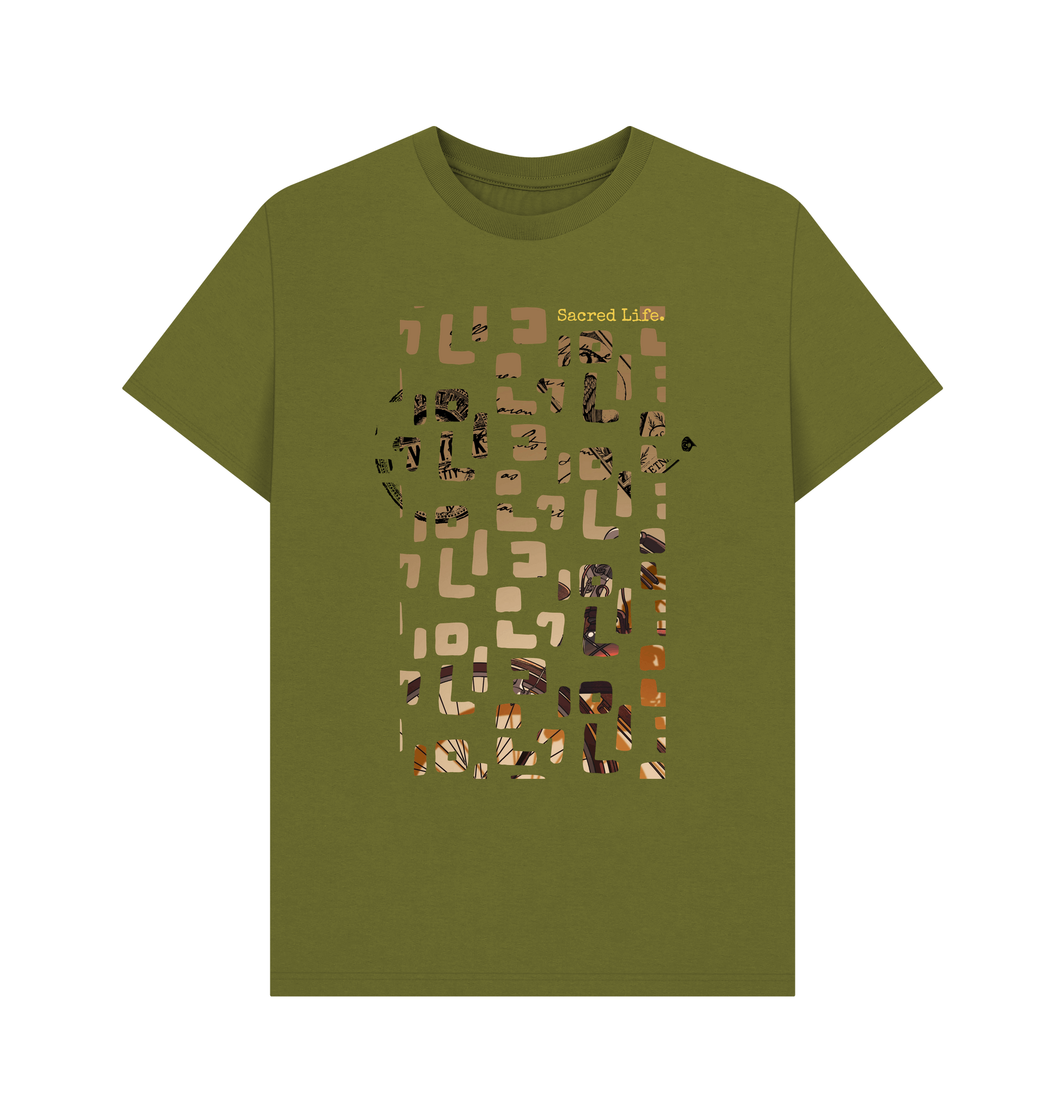 Moss Green Printed T-shirt Front