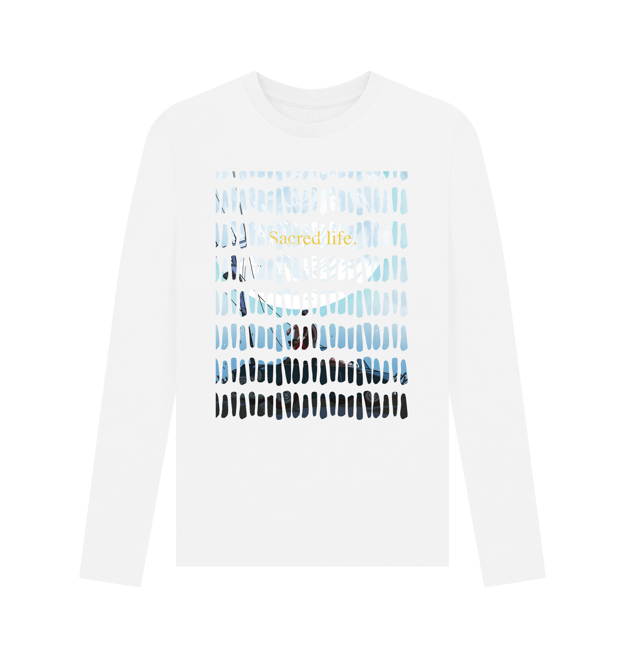 White Printed Long Sleeve T Shirt Front