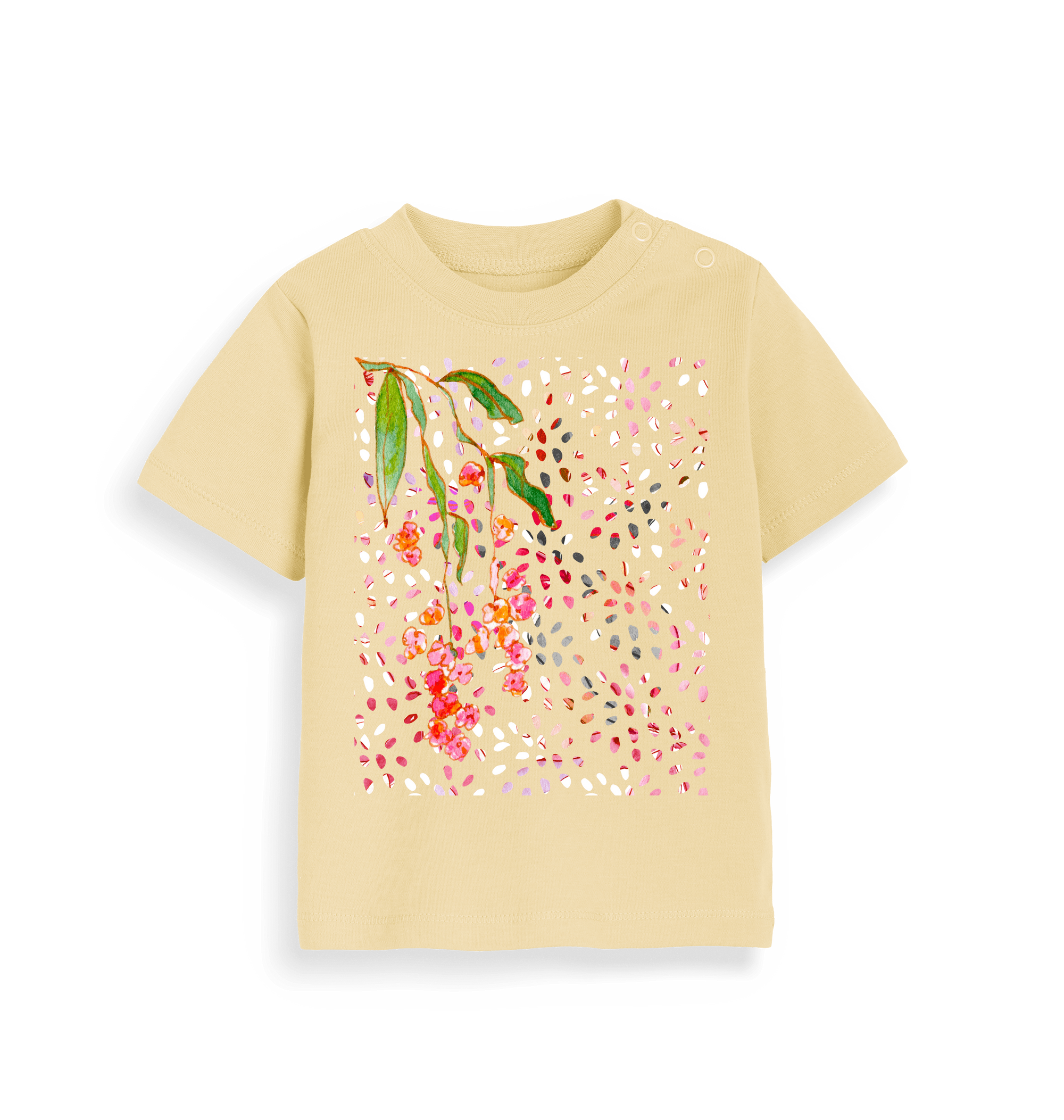 Soft Yellow Printed Kids T-Shirt Front