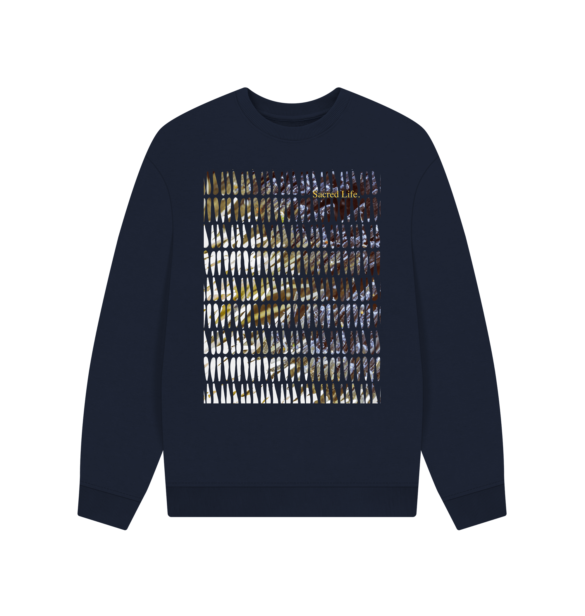 Navy Blue Printed Sweater Front