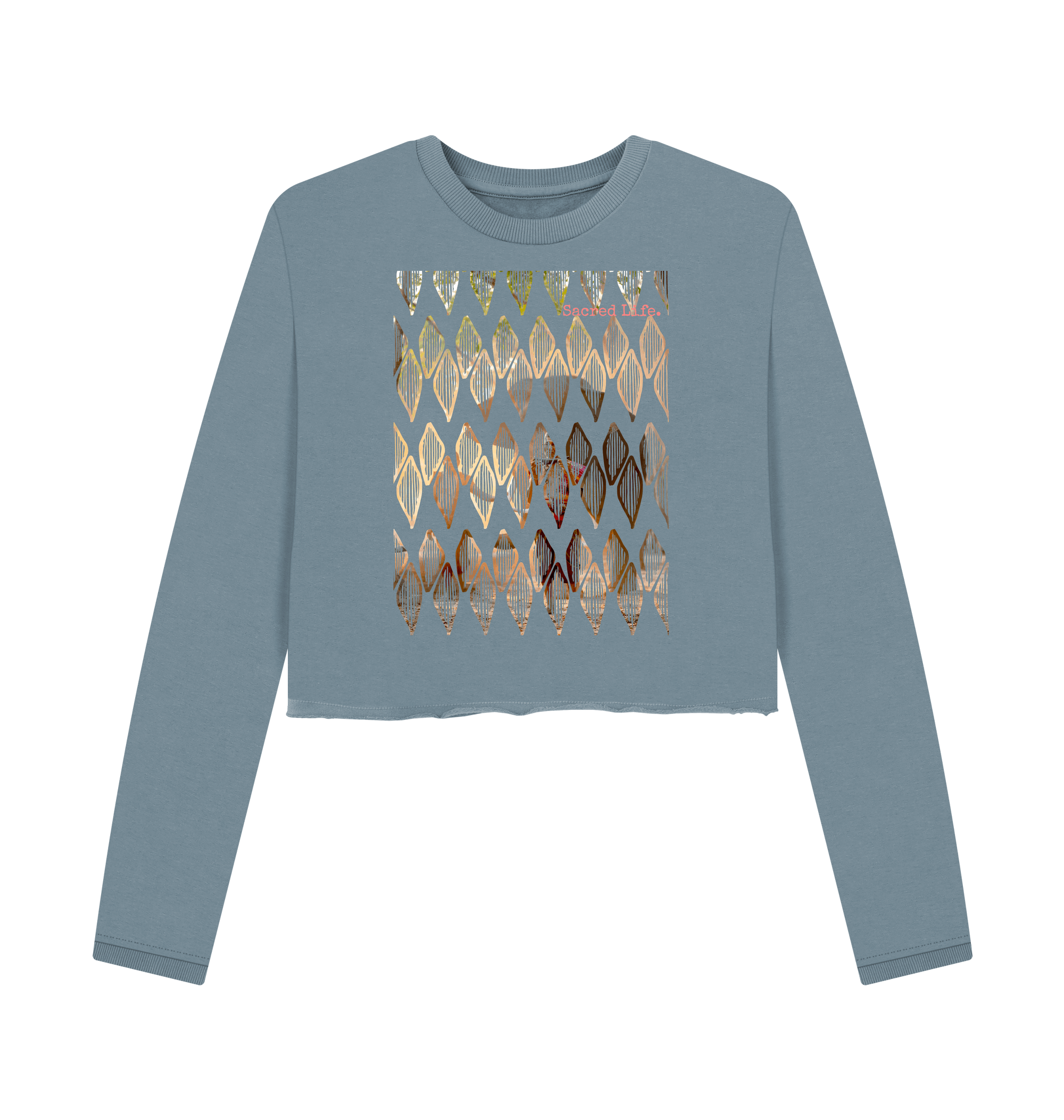 Stone Blue Printed Boxy Jumpers Front