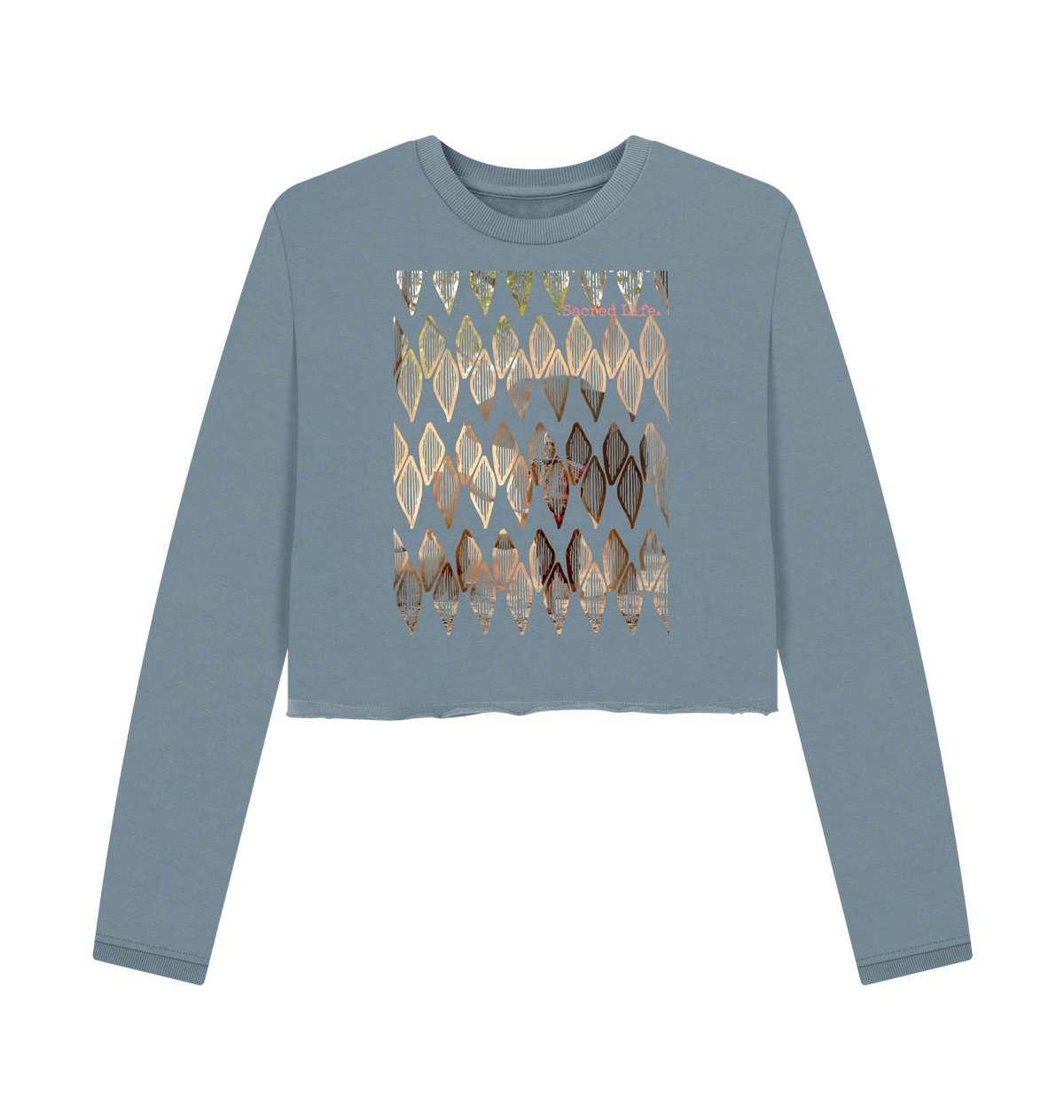 Stone Blue Printed Boxy Jumpers Front